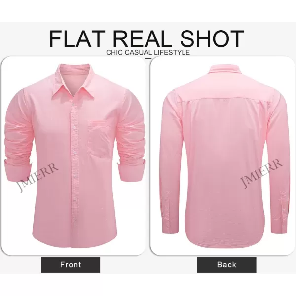 JMIERR Mens Cotton Linen Casual Stylish Button Down Shirt Long Sleeve Dress Shirts