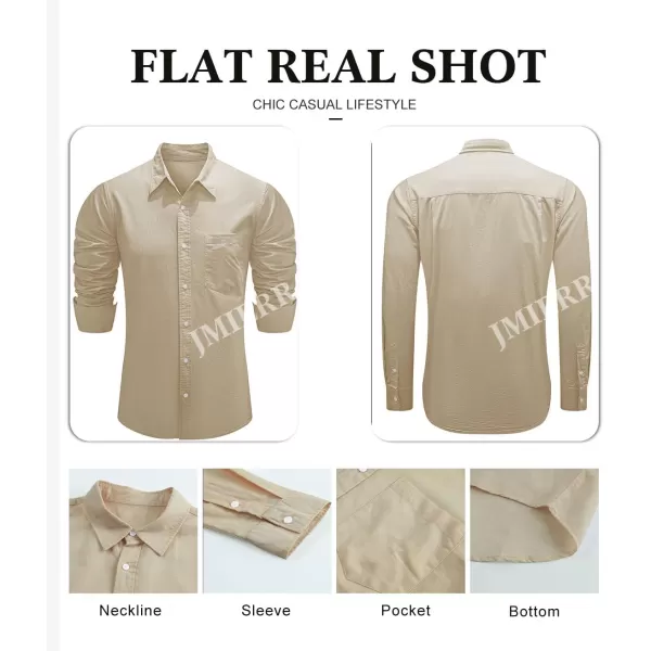 JMIERR Mens Cotton Linen Casual Stylish Button Down Shirt Long Sleeve Dress Shirts
