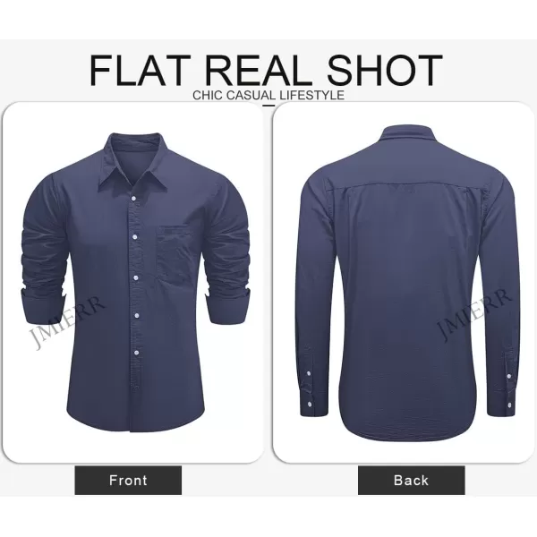 JMIERR Mens Cotton Linen Casual Stylish Button Down Shirt Long Sleeve Dress Shirts
