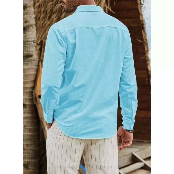 JMIERR Mens Cotton Linen Casual Stylish Button Down Shirt Long Sleeve Dress Shirts