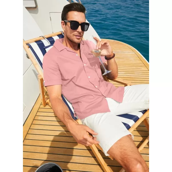 JMIERR Mens Cotton Linen Guayabera Shirts Casual Button Up Short Sleeve Summer Beach Shirt