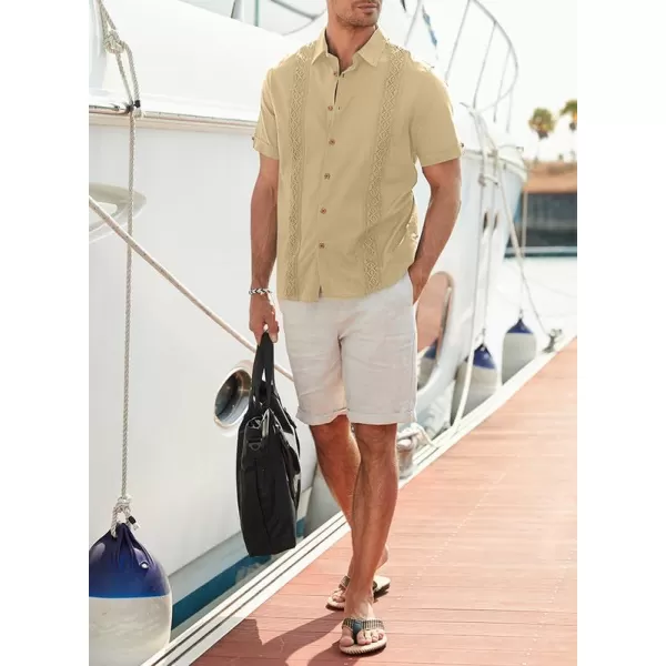 JMIERR Mens Cotton Linen Guayabera Shirts Casual Button Up Short Sleeve Summer Beach Shirt