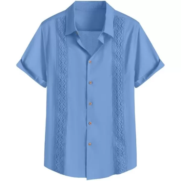 JMIERR Mens Cotton Linen Guayabera Shirts Casual Button Up Short Sleeve Summer Beach Shirt