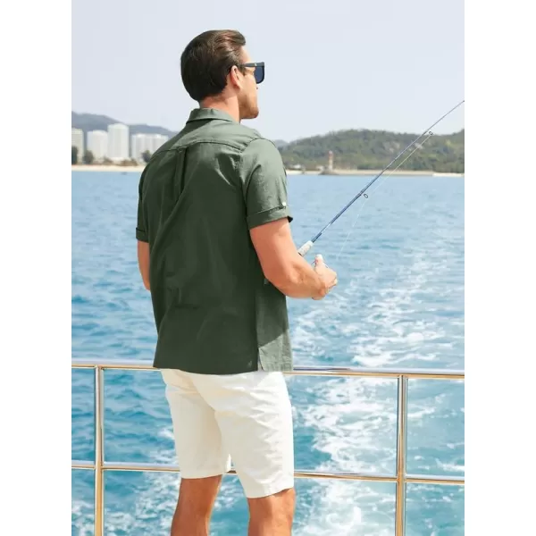 JMIERR Mens Cotton Linen Guayabera Shirts Casual Button Up Short Sleeve Summer Beach Shirt