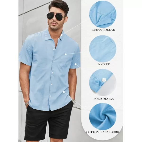 JMIERR Mens Cotton Linen Guayabera Shirts Casual Button Up Short Sleeve Summer Beach Shirt