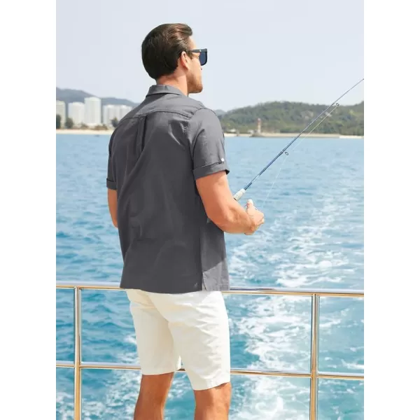 JMIERR Mens Cotton Linen Guayabera Shirts Casual Button Up Short Sleeve Summer Beach Shirt