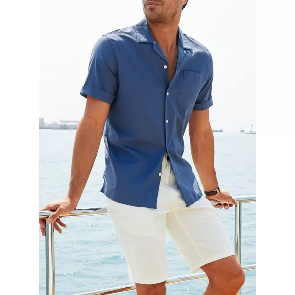 JMIERR Mens Cotton Linen Guayabera Shirts Casual Button Up Short Sleeve Summer Beach Shirt
