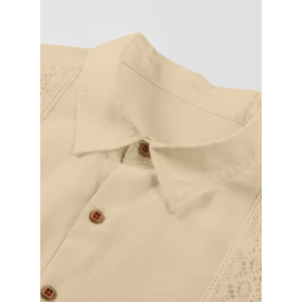 JMIERR Mens Cotton Linen Guayabera Shirts Casual Button Up Short Sleeve Summer Beach Shirt