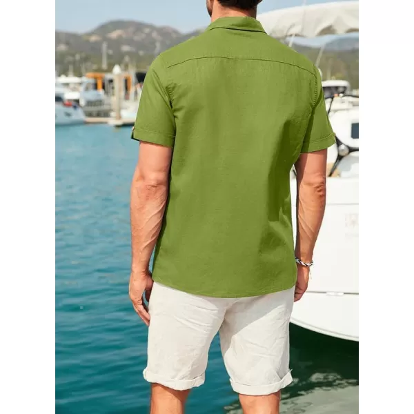 JMIERR Mens Cotton Linen Guayabera Shirts Casual Button Up Short Sleeve Summer Beach Shirt