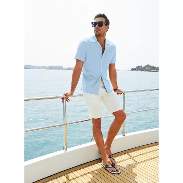 JMIERR Mens Cotton Linen Guayabera Shirts Casual Button Up Short Sleeve Summer Beach Shirt
