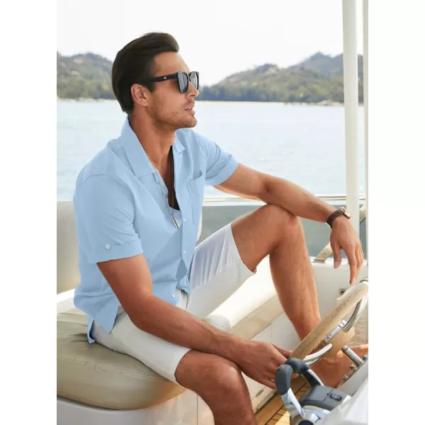 JMIERR Mens Cotton Linen Guayabera Shirts Casual Button Up Short Sleeve Summer Beach Shirt