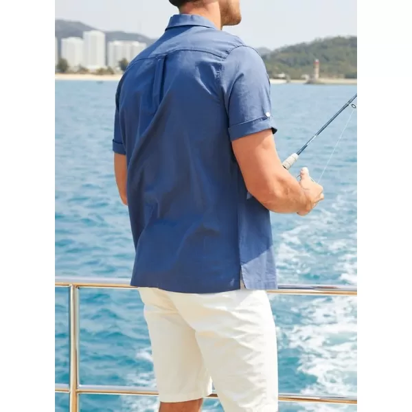 JMIERR Mens Cotton Linen Guayabera Shirts Casual Button Up Short Sleeve Summer Beach Shirt