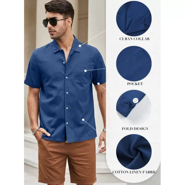 JMIERR Mens Cotton Linen Guayabera Shirts Casual Button Up Short Sleeve Summer Beach Shirt