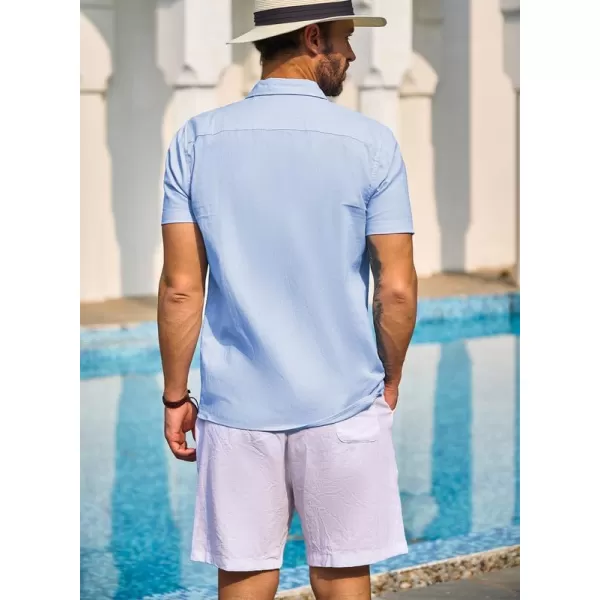 JMIERR Mens Cotton Linen Guayabera Shirts Casual Button Up Short Sleeve Summer Beach Shirt