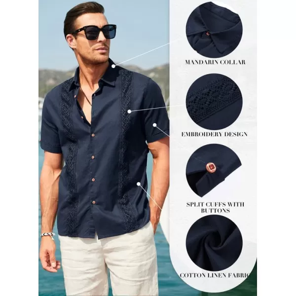 JMIERR Mens Cotton Linen Guayabera Shirts Casual Button Up Short Sleeve Summer Beach Shirt