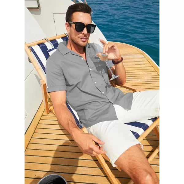 JMIERR Mens Cotton Linen Guayabera Shirts Casual Button Up Short Sleeve Summer Beach Shirt