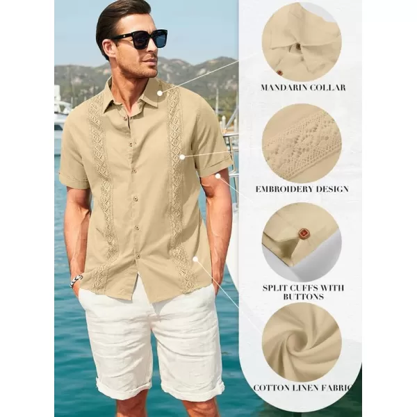 JMIERR Mens Cotton Linen Guayabera Shirts Casual Button Up Short Sleeve Summer Beach Shirt