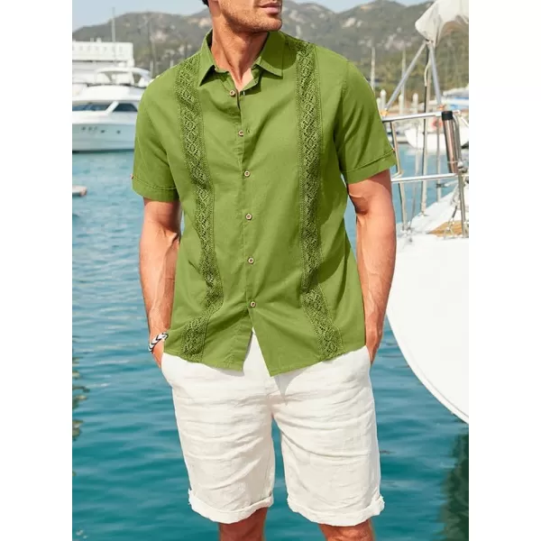 JMIERR Mens Cotton Linen Guayabera Shirts Casual Button Up Short Sleeve Summer Beach Shirt