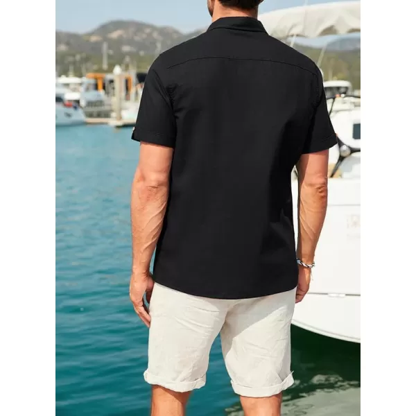 JMIERR Mens Cotton Linen Guayabera Shirts Casual Button Up Short Sleeve Summer Beach Shirt