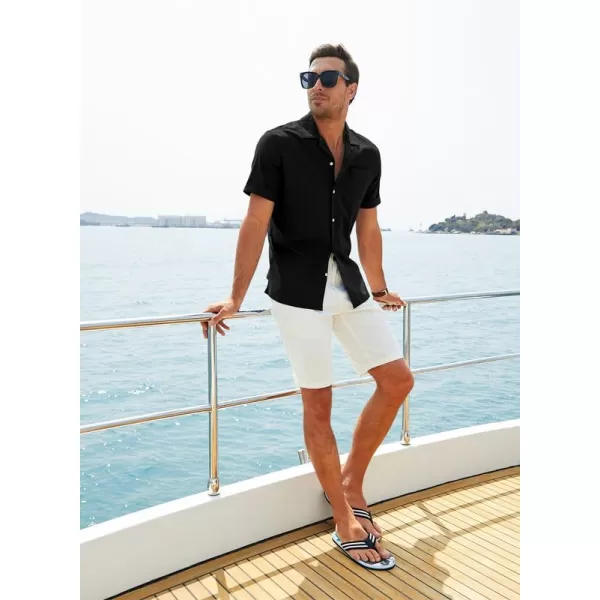JMIERR Mens Cotton Linen Guayabera Shirts Casual Button Up Short Sleeve Summer Beach Shirt
