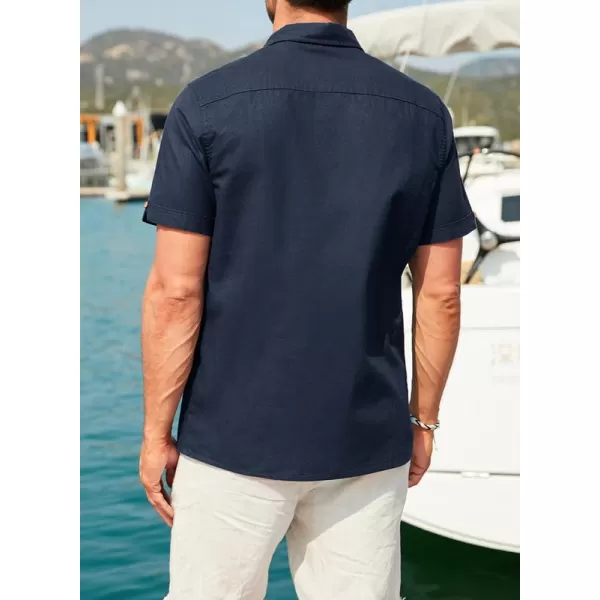 JMIERR Mens Cotton Linen Guayabera Shirts Casual Button Up Short Sleeve Summer Beach Shirt