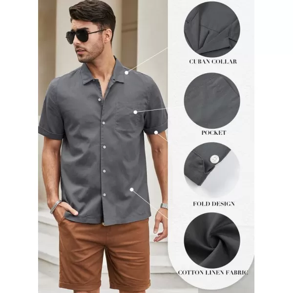 JMIERR Mens Cotton Linen Guayabera Shirts Casual Button Up Short Sleeve Summer Beach Shirt