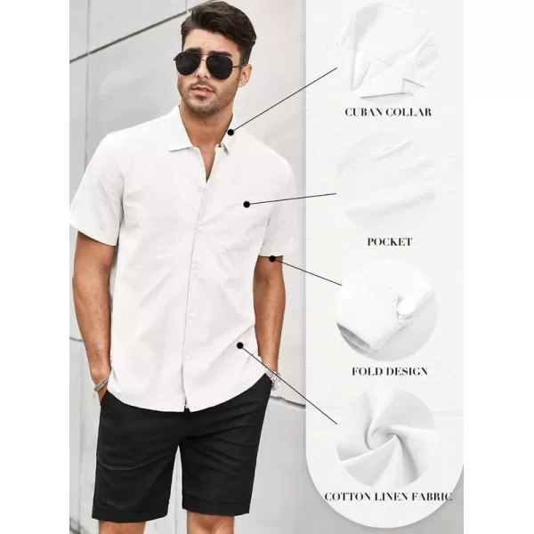 JMIERR Mens Cotton Linen Guayabera Shirts Casual Button Up Short Sleeve Summer Beach Shirt