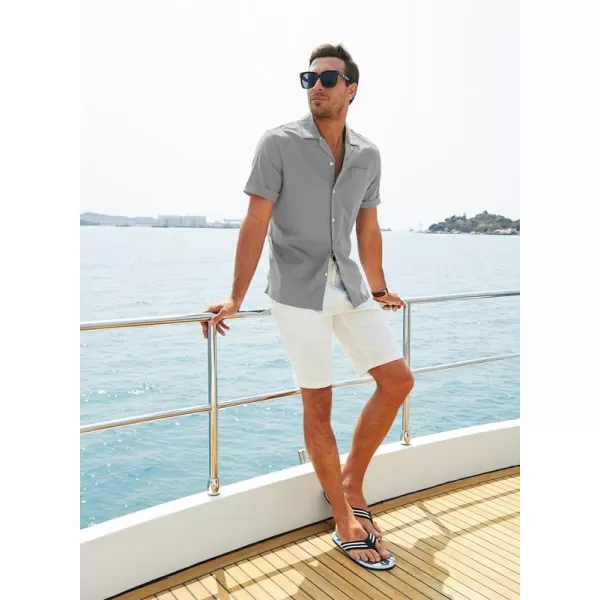 JMIERR Mens Cotton Linen Guayabera Shirts Casual Button Up Short Sleeve Summer Beach Shirt