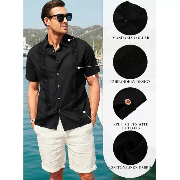 JMIERR Mens Cotton Linen Guayabera Shirts Casual Button Up Short Sleeve Summer Beach Shirt