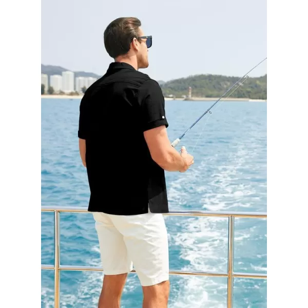JMIERR Mens Cotton Linen Guayabera Shirts Casual Button Up Short Sleeve Summer Beach Shirt
