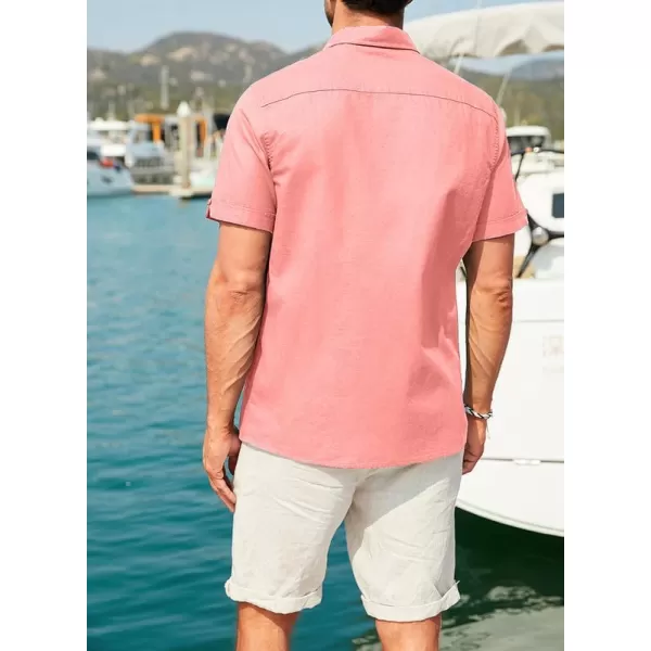 JMIERR Mens Cotton Linen Guayabera Shirts Casual Button Up Short Sleeve Summer Beach Shirt