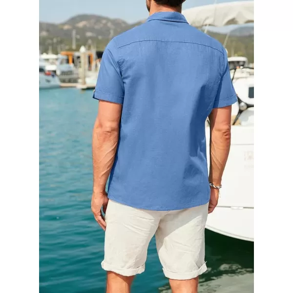 JMIERR Mens Cotton Linen Guayabera Shirts Casual Button Up Short Sleeve Summer Beach Shirt