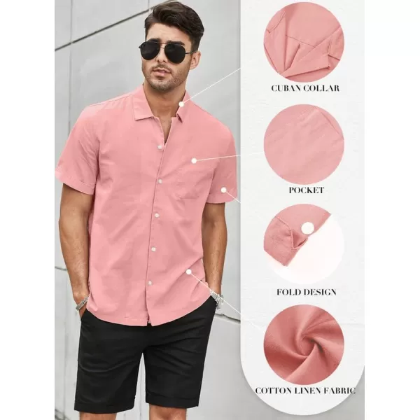 JMIERR Mens Cotton Linen Guayabera Shirts Casual Button Up Short Sleeve Summer Beach Shirt