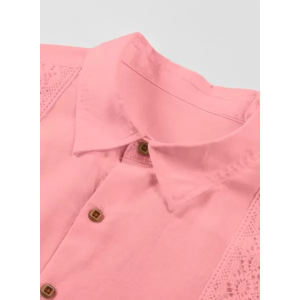 JMIERR Mens Cotton Linen Guayabera Shirts Casual Button Up Short Sleeve Summer Beach Shirt