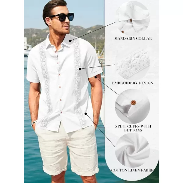 JMIERR Mens Cotton Linen Guayabera Shirts Casual Button Up Short Sleeve Summer Beach Shirt