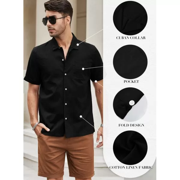 JMIERR Mens Cotton Linen Guayabera Shirts Casual Button Up Short Sleeve Summer Beach Shirt