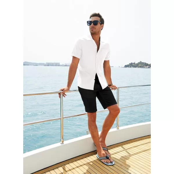 JMIERR Mens Cotton Linen Guayabera Shirts Casual Button Up Short Sleeve Summer Beach Shirt