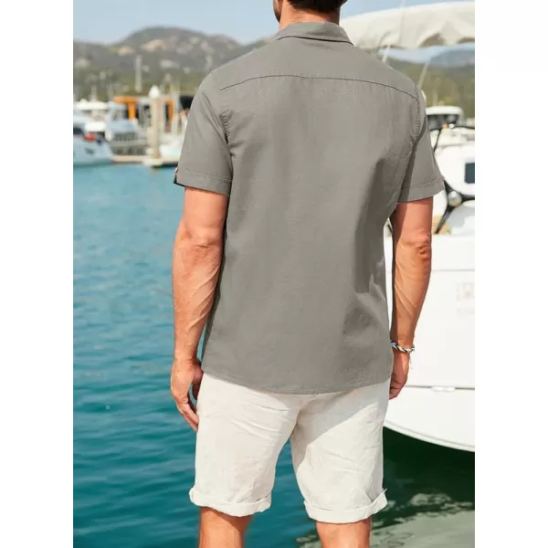 JMIERR Mens Cotton Linen Guayabera Shirts Casual Button Up Short Sleeve Summer Beach Shirt