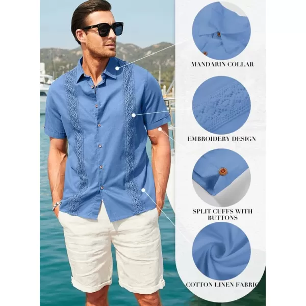 JMIERR Mens Cotton Linen Guayabera Shirts Casual Button Up Short Sleeve Summer Beach Shirt