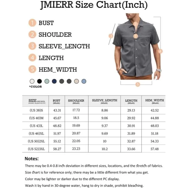 JMIERR Mens Cotton Linen Guayabera Shirts Casual Button Up Short Sleeve Summer Beach Shirt)