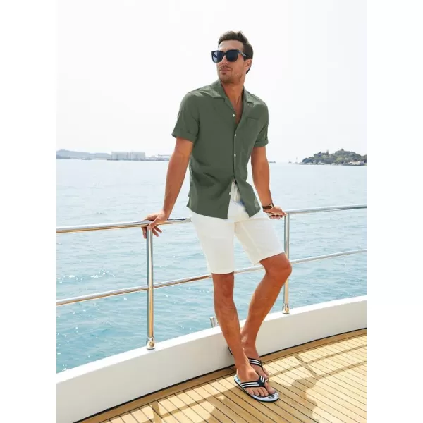 JMIERR Mens Cotton Linen Guayabera Shirts Casual Button Up Short Sleeve Summer Beach Shirt