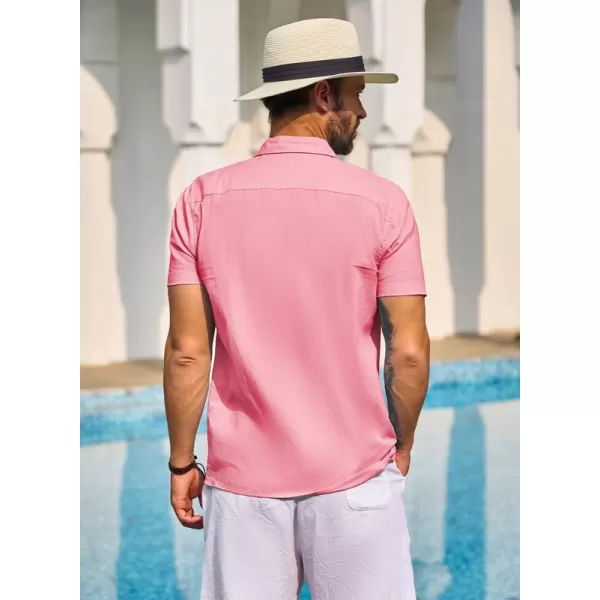 JMIERR Mens Cotton Linen Guayabera Shirts Casual Button Up Short Sleeve Summer Beach Shirt