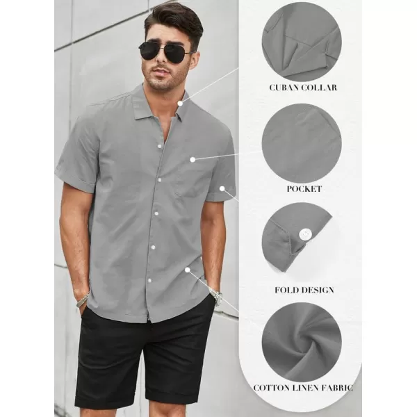 JMIERR Mens Cotton Linen Guayabera Shirts Casual Button Up Short Sleeve Summer Beach Shirt