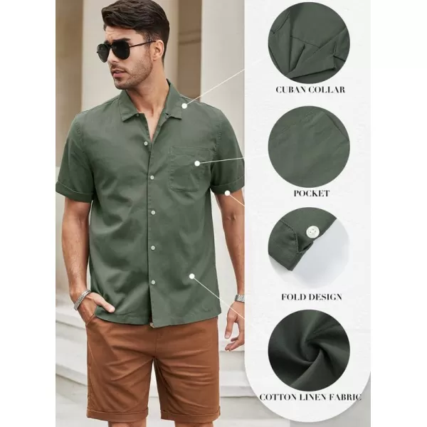 JMIERR Mens Cotton Linen Guayabera Shirts Casual Button Up Short Sleeve Summer Beach Shirt