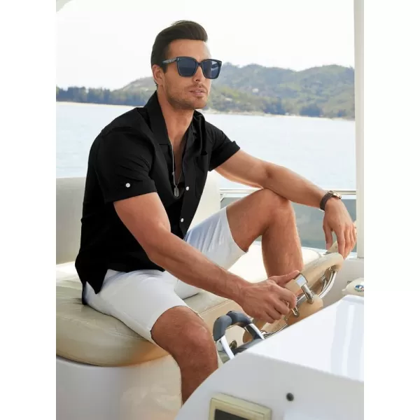 JMIERR Mens Cotton Linen Guayabera Shirts Casual Button Up Short Sleeve Summer Beach Shirt