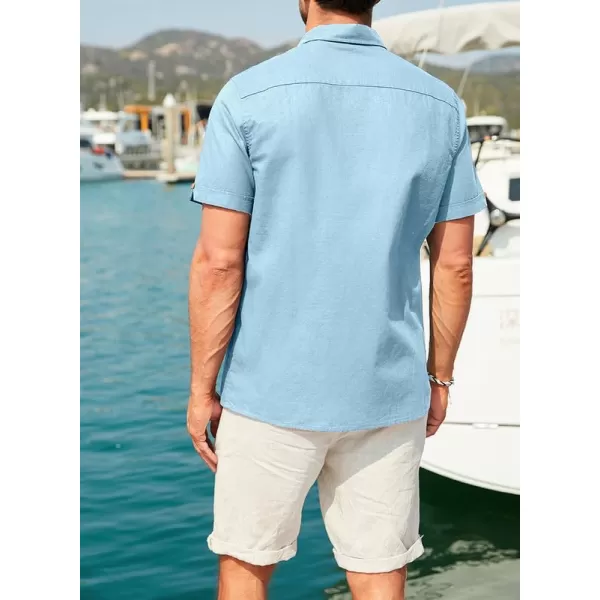 JMIERR Mens Cotton Linen Guayabera Shirts Casual Button Up Short Sleeve Summer Beach Shirt