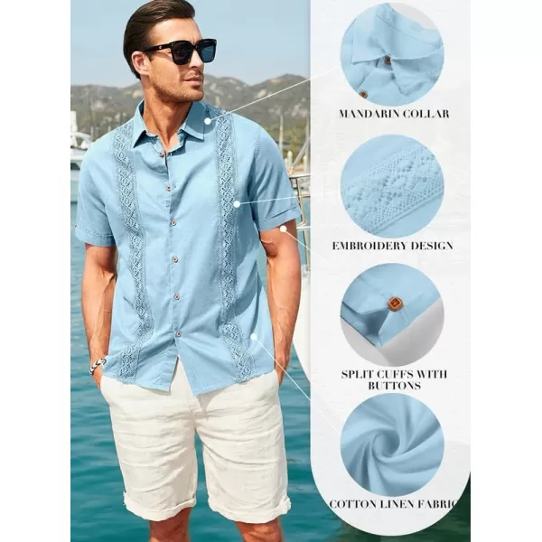 JMIERR Mens Cotton Linen Guayabera Shirts Casual Button Up Short Sleeve Summer Beach Shirt