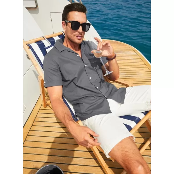 JMIERR Mens Cotton Linen Guayabera Shirts Casual Button Up Short Sleeve Summer Beach Shirt