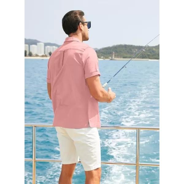 JMIERR Mens Cotton Linen Guayabera Shirts Casual Button Up Short Sleeve Summer Beach Shirt