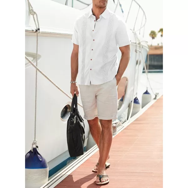 JMIERR Mens Cotton Linen Guayabera Shirts Casual Button Up Short Sleeve Summer Beach Shirt
